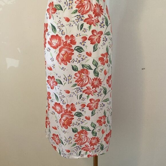 Vintage 90's Sheer White Floral Midi Dress with Back Tie Size Medium - Picture 4 of 12